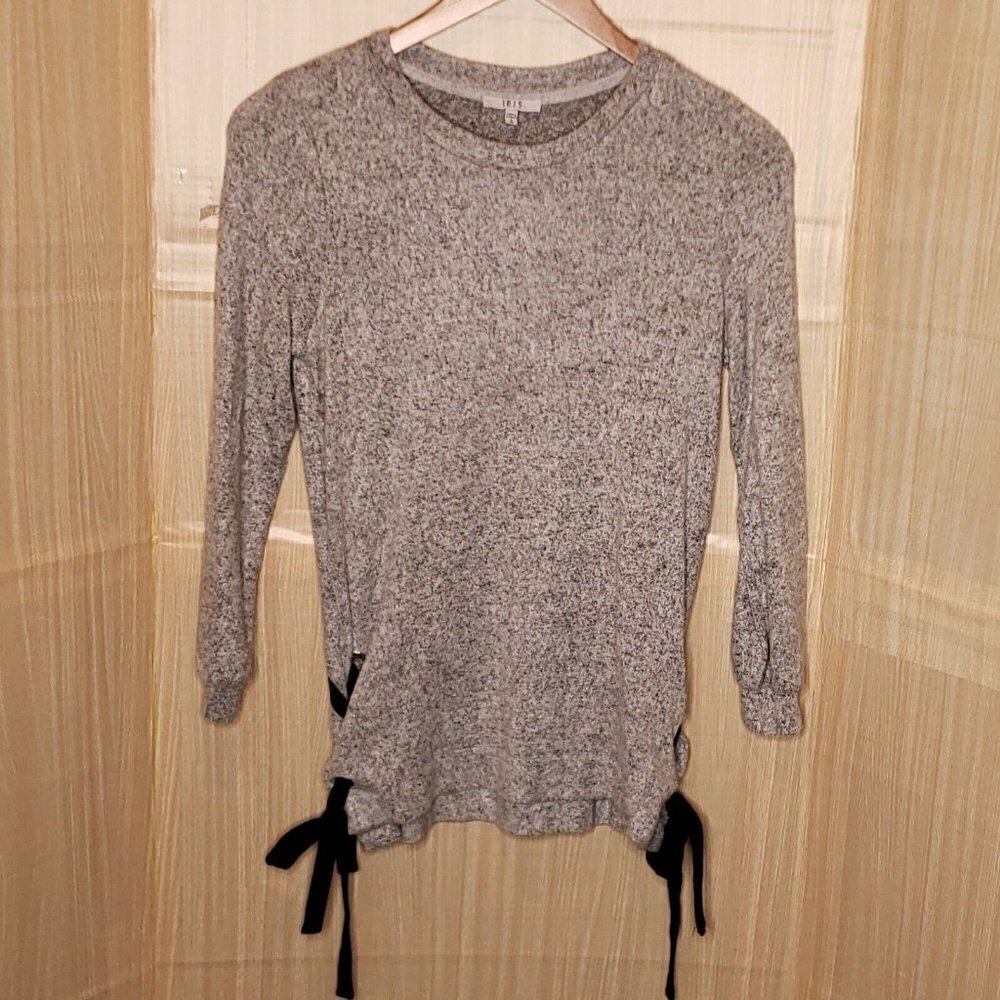 IRIS Womens Grey Soft Tunic Lace Up Detail Sweatshirt Small